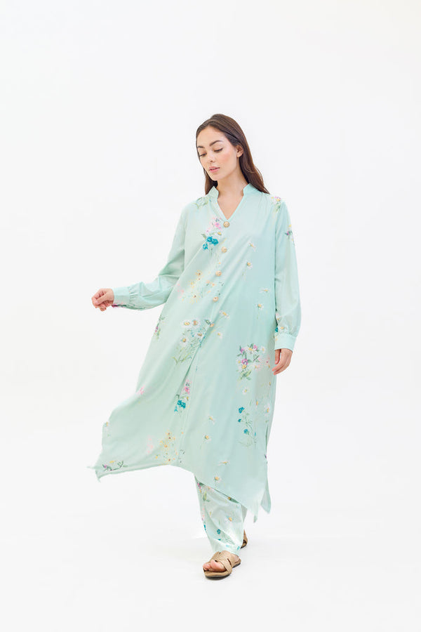 Hassal Spring Summer 24 - Miyara Two Piece Floral Mint Suit