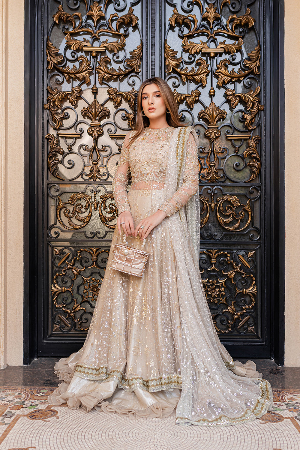 rose gold walima dress Naimal | Lilac Organza Embellished Outfit | Festive Edit '23 – Nainpreet