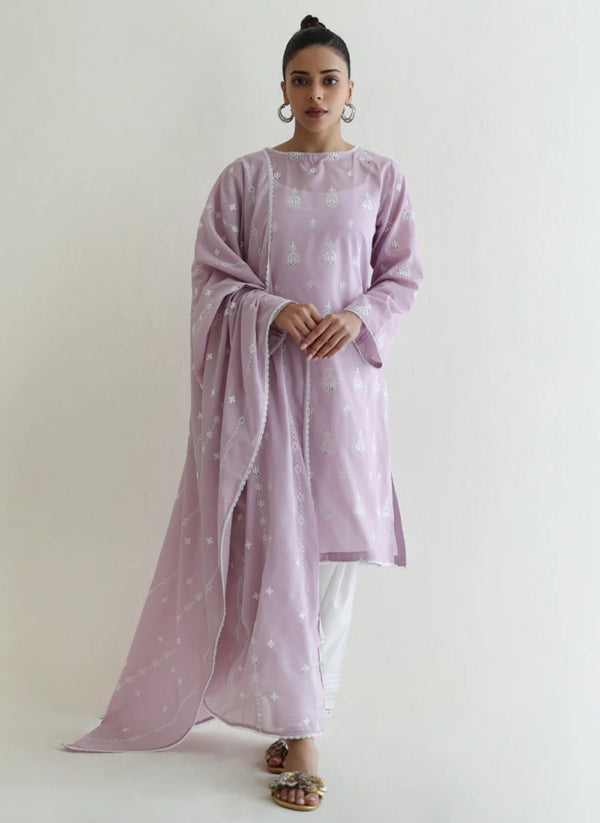 Image Spring Summer Pret '24 - 2 PC Lilac Embroidered Shirt & Dupatta