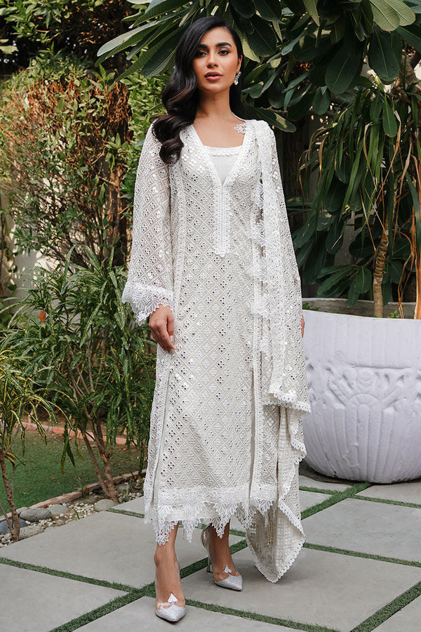 Zoe - Chiffon Dupatta With Cutwork Lace Border At The Palu