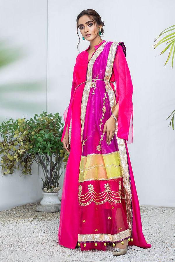 Gota Dupatta Magenta