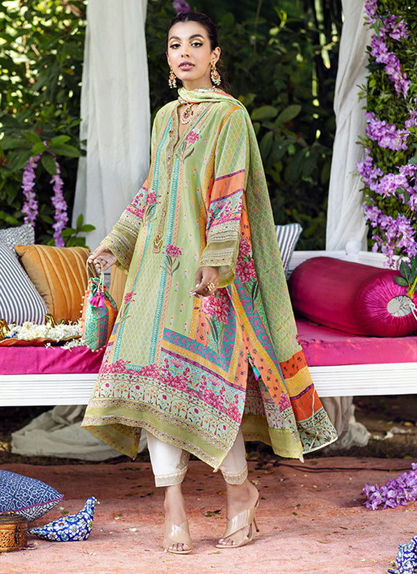 Luxury Pret - Erina Lime Shirt And Dupatta