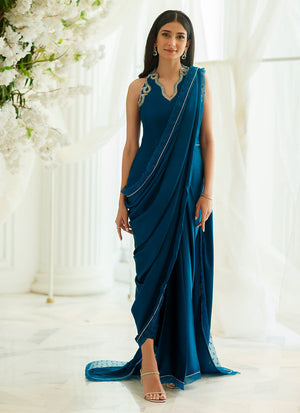 Eid Drop One - Aztec Blue Saree Pants