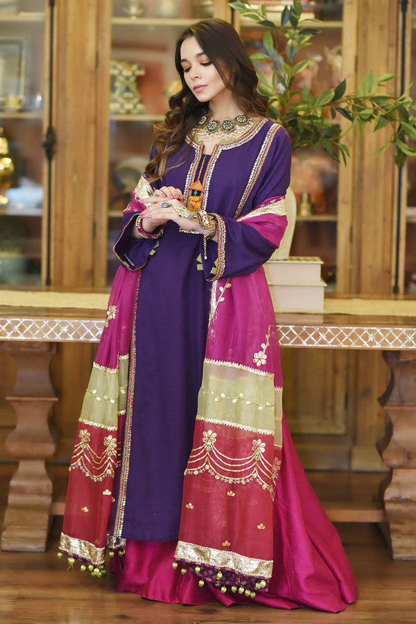 Farida Hasan Luxe Pret '23 - JAAMNI TRIBAL WITH PLAIN DUPATTA (RTS)