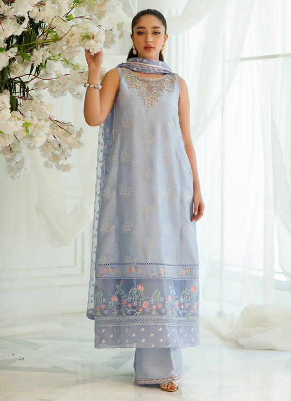 Eid Drop One - Izmir Periwinkle Shirt And Dupatta