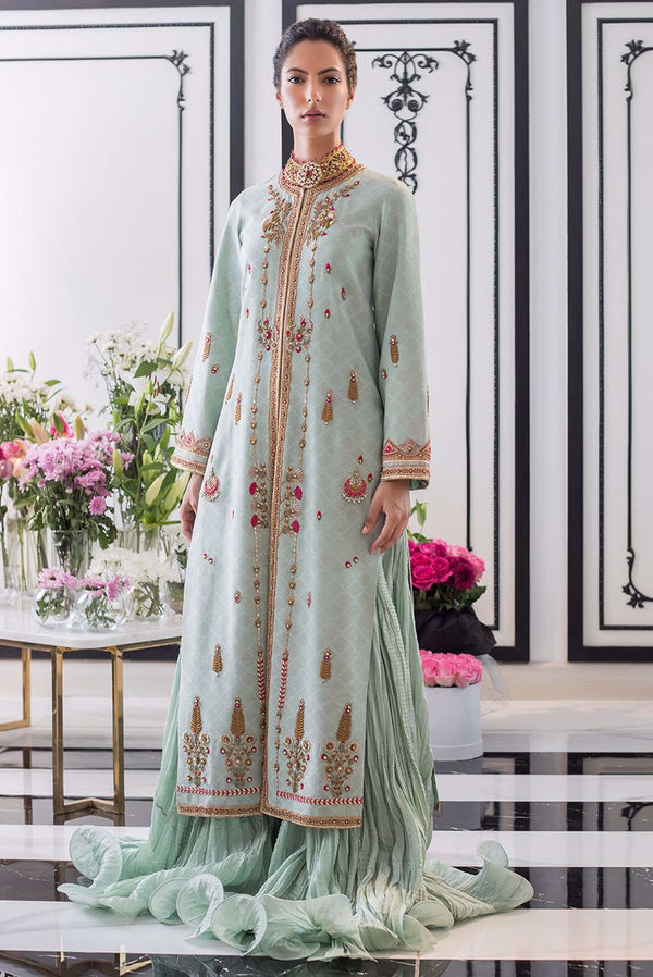 Turquoise Jamawar Jacket