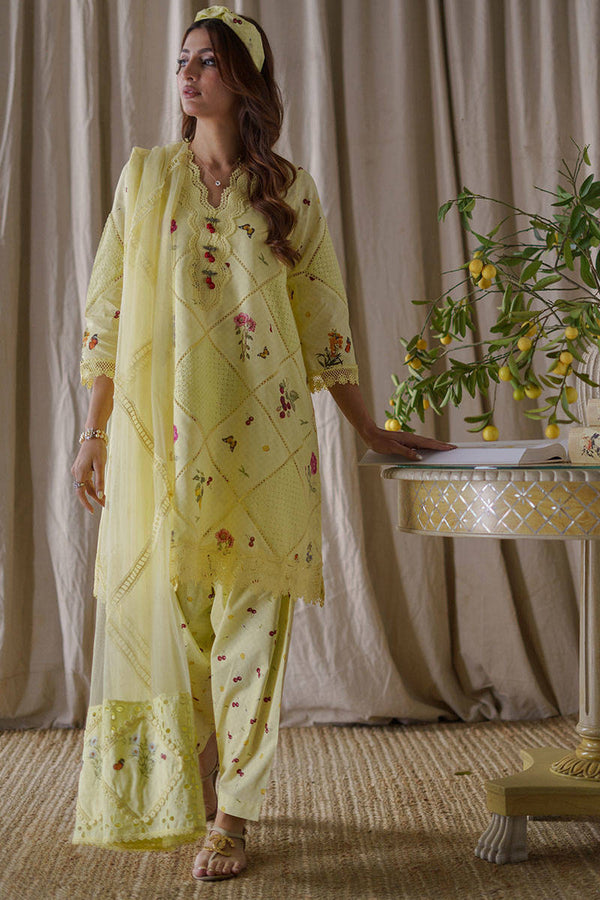 Spring Edit '24 - Lemon Cherry Shirt With Shalwar (Rts)