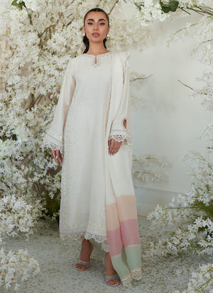 Zaza Collection '23 -Sika Ivory Shirt And Dupatta