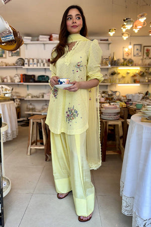 Summer Pret '25 - Lemon June With Silk Farshi Shalwar