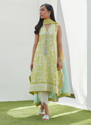 Luxe Pret '23 - Pear Embroidered Silk Shirt And Dupatta