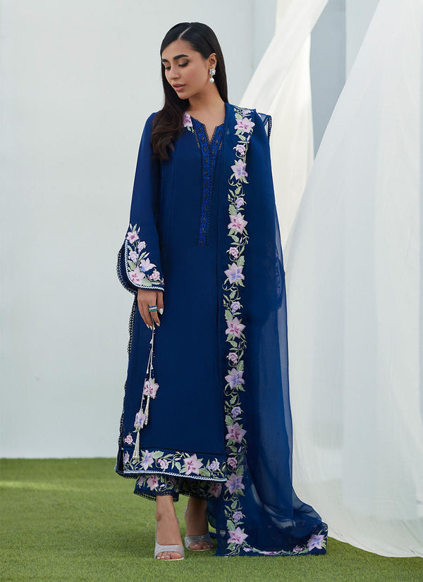 Luxe Pret '23 - Han Navy Embroidered Shirt And Dupatta