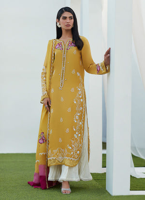 Luxe Pret '23 - Tinsley Kiwi Embroidered Silk Shirt And Dupatta