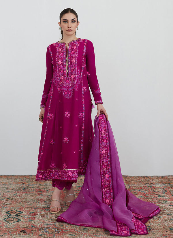 Tara Collection 23 - Catelyn Fuchsia Embroidered Shirt With Organza Dupatta