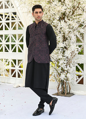 Azeeta Festive Couture - Leila Black Printed Waistcoat