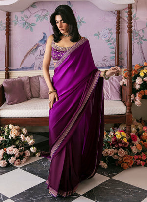 Mayna Festive Luxe Pret '23 - Aigul Aubergine Saree