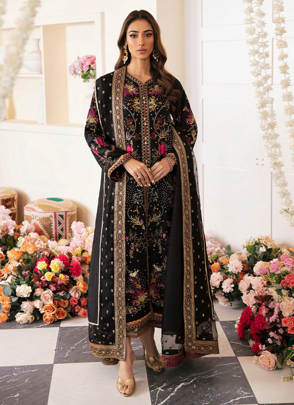 Farah Talib Aziz Mayna Festive Luxe Pret 23 - PINAR BLACK SHIRT AND DUPATTA
