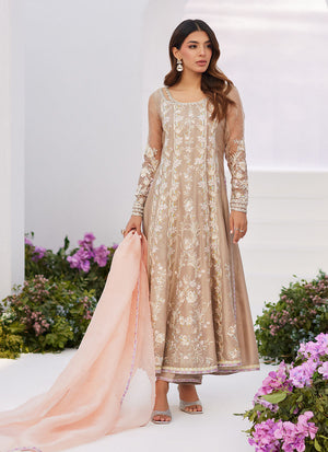 Zaza '24 - Charlene Sand Embroidered Kalidaar With Dupatta