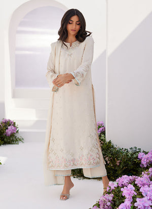 Zaza '24 - Lya Ivory Embellished Raw Silk Shirt And Dupatta