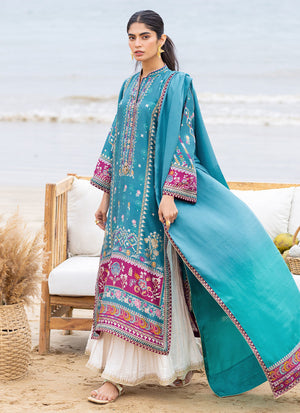 Eid Prints 24 - Oceana Teal Shirt And Dupatta