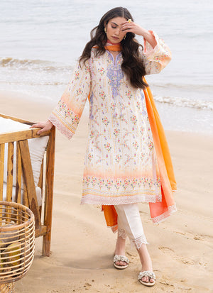 Eid Prints 24 - Lark Ivory Shirt And Dupatta