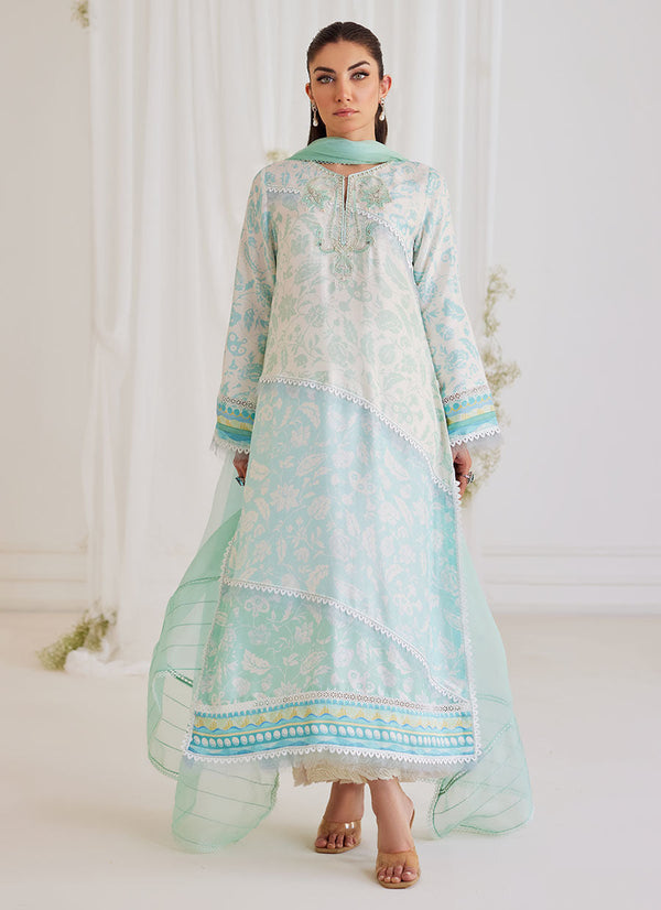 Tara Luxe Edit '24 - Carman Aqua Shirt And Dupatta