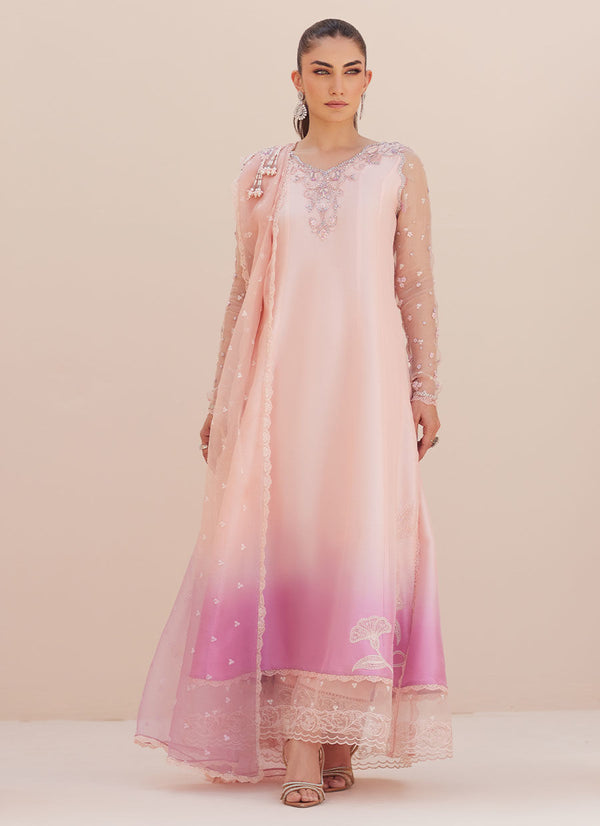 Zaza '25 - Deedee Pink Ombre Paneled Shirt and Dupatta