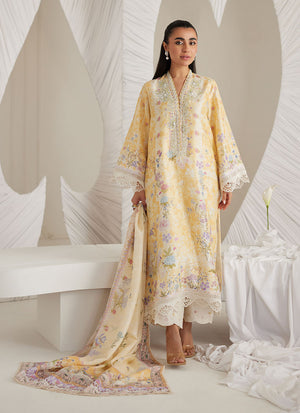 Lea Eid'25-Gemma Lemon Shirt and Dupatta