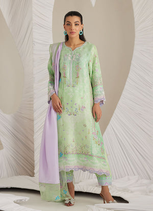 Lea Eid'25-Felice Aqua Shirt and Dupatta