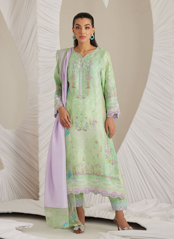 Lea Eid'25-Felice Aqua Shirt and Dupatta