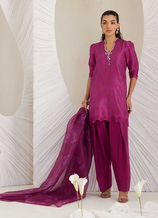 Lea Eid'25- Sev Magenta Shirt and Dupatta