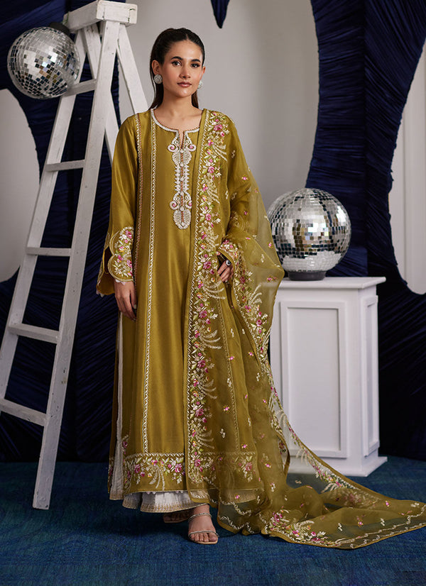 Luna Eid Edit'25 -  Rue Olive Shirt And Dupatta