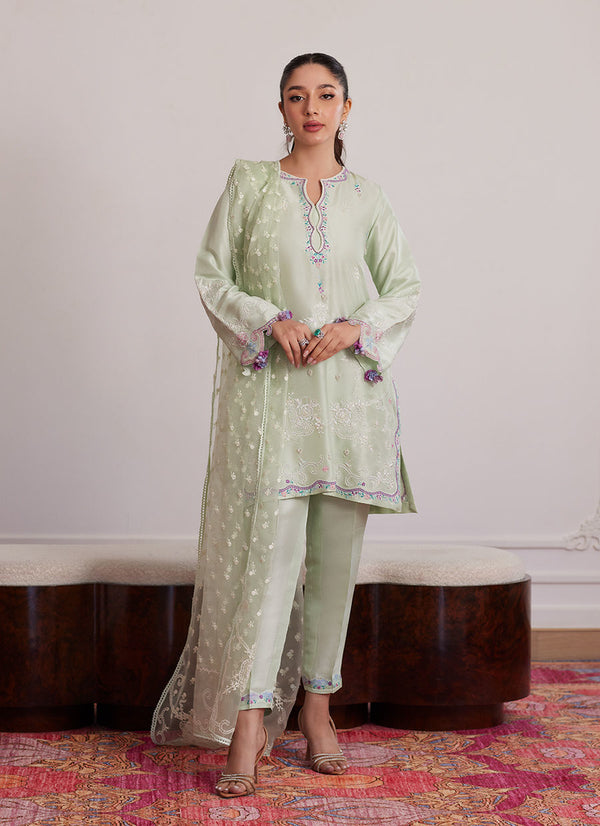 Luna Eid Edit'25 -  Pilar Mint Shirt And Dupatta