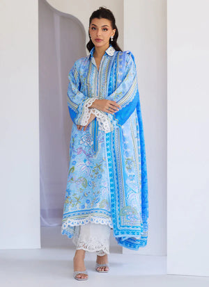 Tara Eid Luxe'25- Zadie Blue Shirt And Dupatta