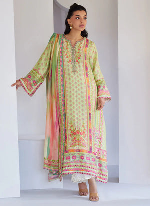 Tara Eid Luxe'25- Vesper Kiwi Shirt And Dupatta