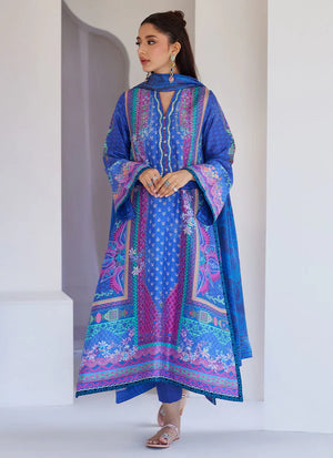 Tara Eid Luxe'25- Revel Blue Shirt And Dupatta