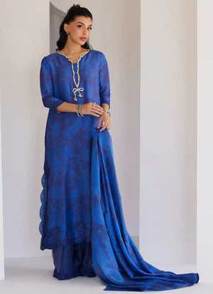 Tara Eid Luxe'25-   Azura Blue Shirt And Dupatta