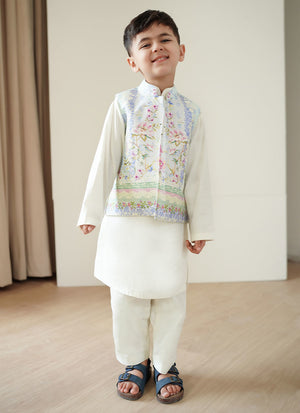 Tara Eid Luxe'25- Zorya Ice Blue Mini Waistcoat