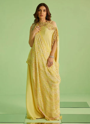 Veya A Draped Capsule '26 - Solenne Shirt And Drape Dupatta With Pants