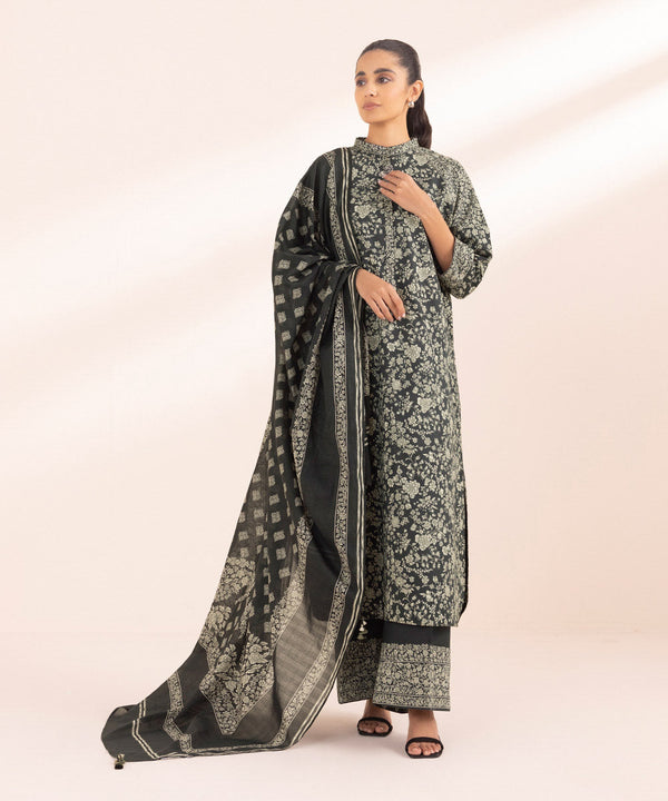 Monochrome '24-3 Piece - Printed Lawn Suit - 00U3Pbw24V48