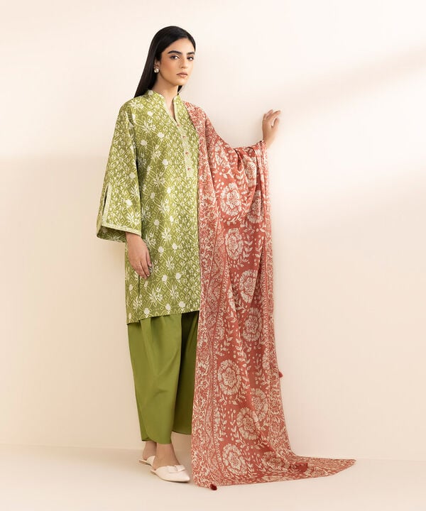 3 Piece - Printed Lawn Suit - 00U3PDY25V12