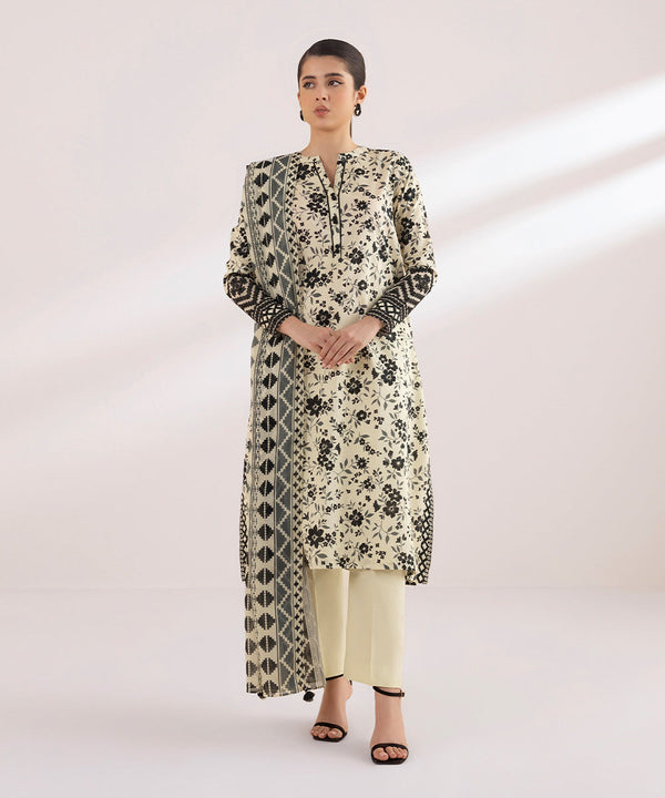 Monochrome '24-2 Piece - Embroidered Lawn Suit - 0U2Dedy24V41