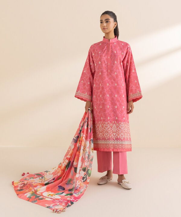 Unstitched Lawn '25 - 2 Piece - Embroidered Lawn Suit - 0U2DEDY25V14