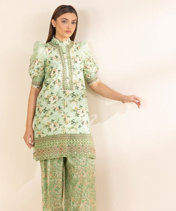 Unstitched Lawn '25 - 2 Piece - Embroidered Zari Lawn Suit - 0U2TEDY25V13