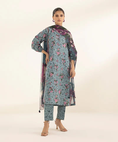 SAPPHIRE LAWN '24 - 3 PIECE - PRINTED LAWN SUIT 0U3PDY24V113