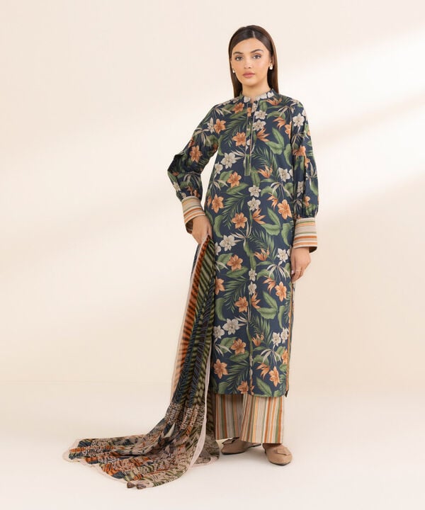 3 Piece - Printed Lawn Suit - 0U3PDY25V124