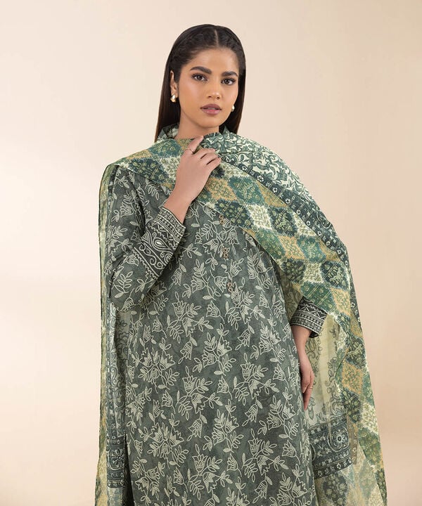 3 Piece - Printed Zari Lawn Suit - 0U3PDY25V137