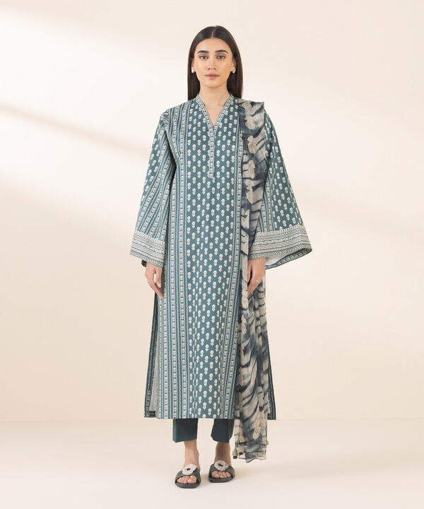 3 Piece - Printed Cotton Viscose Suit - 0U3PDY25V140