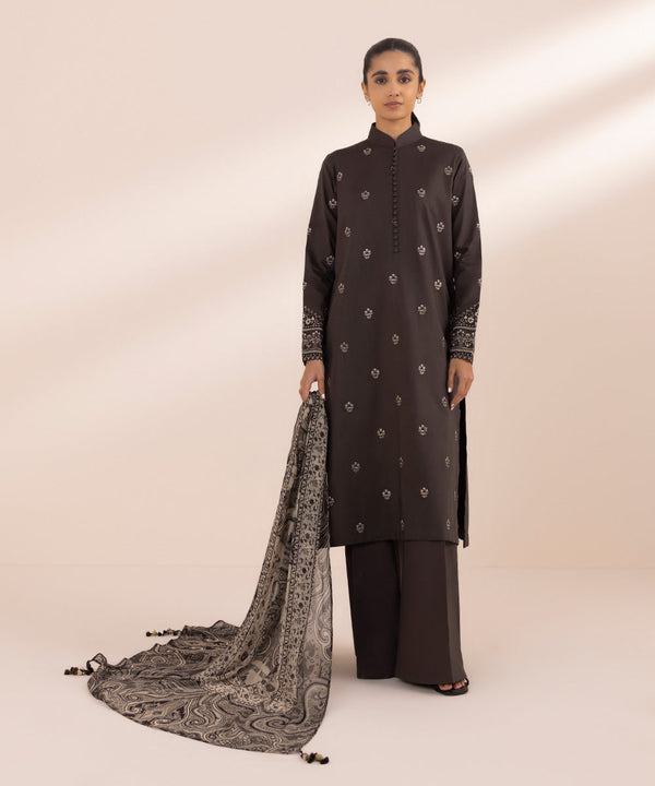 Monochrome '24-3 Piece - Embroidered Lawn Suit - 0U3Pebw24V46