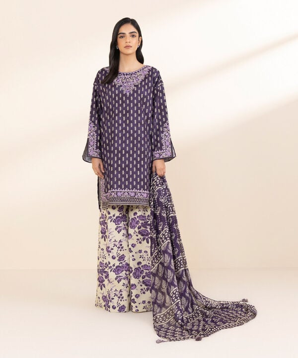 3 Piece - Embroidered Lawn Suit - 0U3PESG25V11