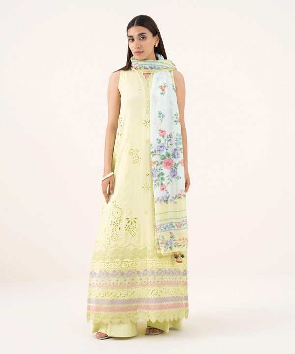 Pre Fall '25 - 3 Piece - Embroidered Fine Cotton Satin Suit 0U3PESG25V77